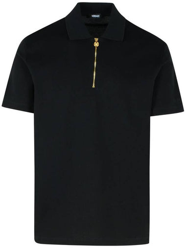 Versace Black Cotton Polo Shirt - VERSACE - BALAAN 1