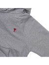 Heart Logo Cotton Hoodie Grey - AMI - BALAAN 5