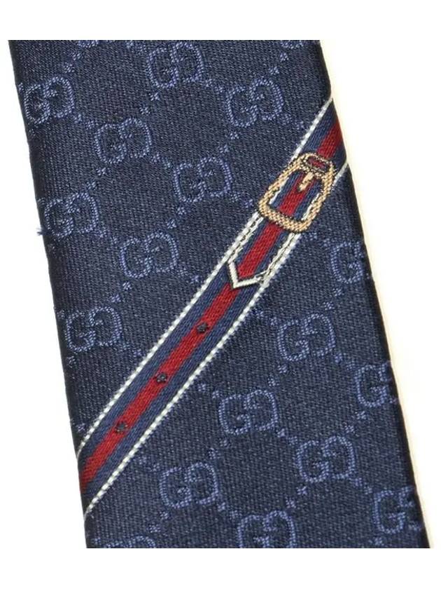 GG Pattern Silk Tie Navy - GUCCI - BALAAN 6