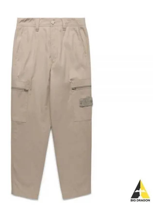 Regular Fit Cargo Cotton Canvas Straight Pants Beige - STONE ISLAND - BALAAN 2