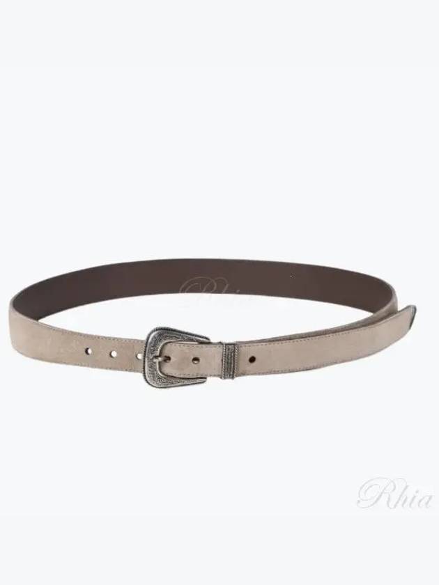 Inverted Buckle Leather Belt Taupe - BRUNELLO CUCINELLI - BALAAN 2