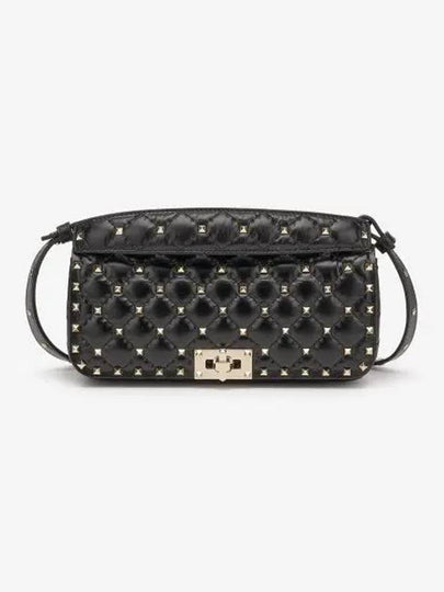 Rockstud Spike Leather Shoulder Bag Black - VALENTINO - BALAAN 2