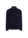 Cotton Long Sleeve Shirt Black - PRADA - BALAAN 1