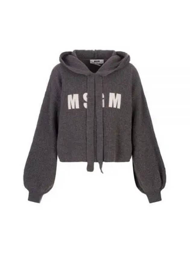 Wool Cashmere Biscuit Hooded Knit Top Grey - MSGM - BALAAN 2