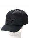 V Embroidered Logo Nylon Ball Cap Black - VALENTINO - BALAAN 2