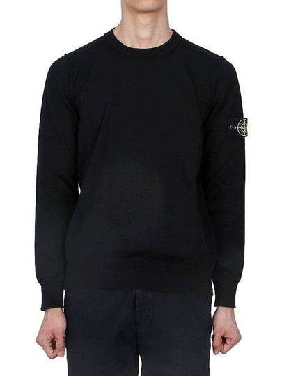 Crewneck Soft Cotton Knit Top Black - STONE ISLAND - BALAAN 2