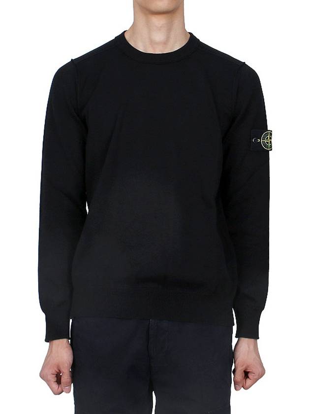 Crewneck Soft Cotton Knit Top Black - STONE ISLAND - BALAAN 3