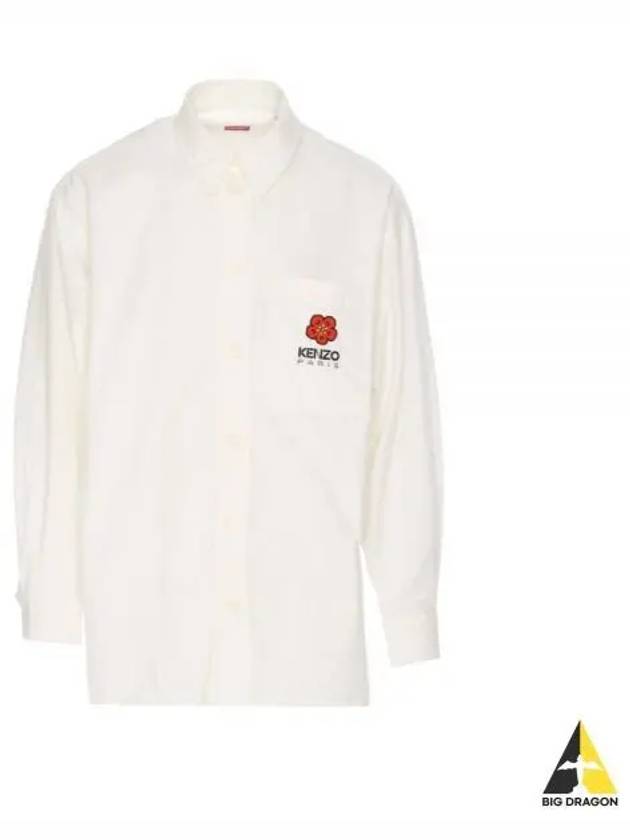 Boke Flower Embroidered Button Long Sleeve Shirt White - KENZO - BALAAN 2