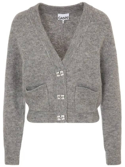 Soft Wool Cardigan Grey - GANNI - BALAAN 2