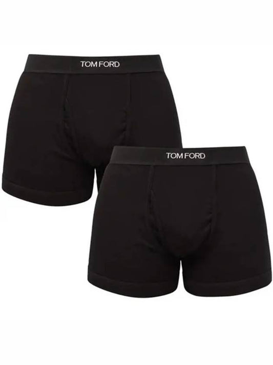 Men's Cotton Boxer Briefs Black 2 Pack - TOM FORD - BALAAN 2