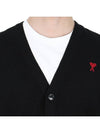 Red Heart Logo Merino Wool Cardigan Black - AMI - BALAAN 7