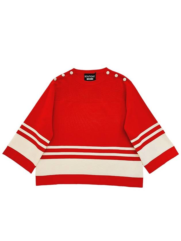 Valentino Women's ALine Cotton Sweater Red White A0908 1104 1113 - RED VALENTINO - BALAAN 1