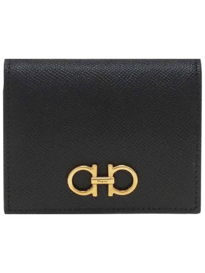 Gancini Compact Half Wallet Black - SALVATORE FERRAGAMO - BALAAN 2