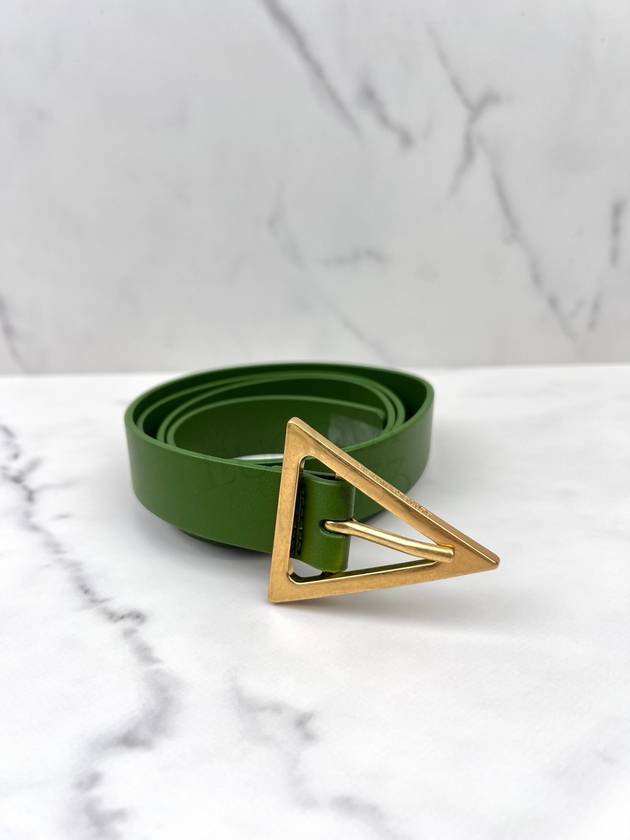 Triangle Buckle Leather Belt Green - BOTTEGA VENETA - BALAAN 6