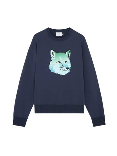 Vibrant Fox Head Relaxed Fit Sweatshirt Navy - MAISON KITSUNE - BALAAN 1