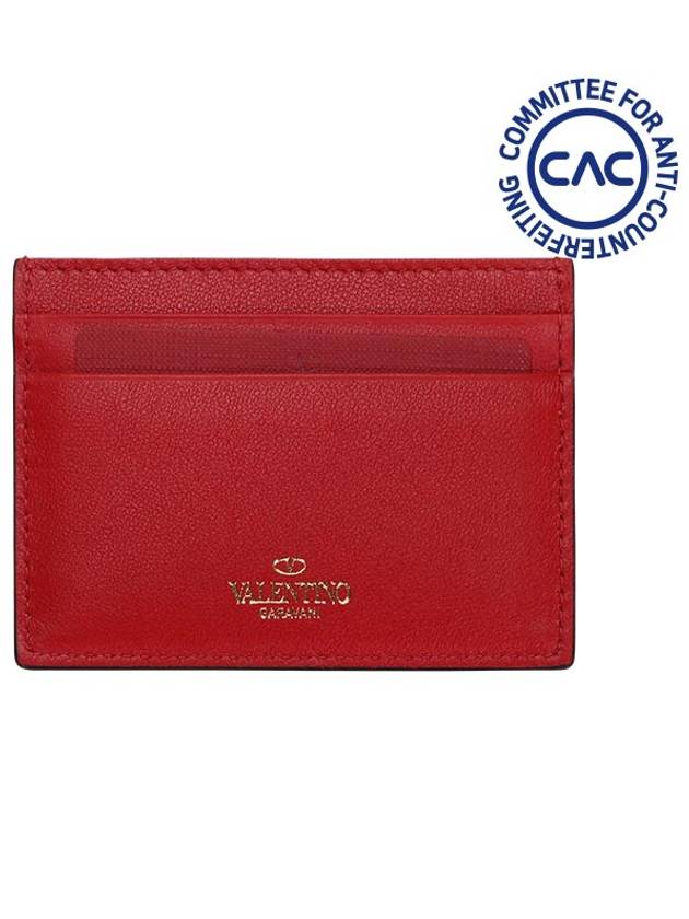 Rockstud Card Wallet Red - VALENTINO - BALAAN 3