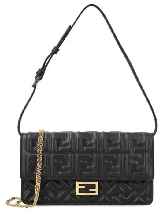 FF Baguette Nappa Leather Shoulder Bag Black - FENDI - BALAAN 2