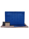 Women s 601056 Blue Intrecciato Document Clutch Wrist Strap - BOTTEGA VENETA - BALAAN 11