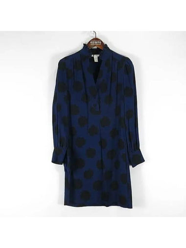 Navy color dot printing women s dress - DIANE VON FURSTENBERG - BALAAN 1