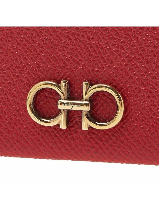 Gancini Card Wallet Lipstick Red - SALVATORE FERRAGAMO - BALAAN 7