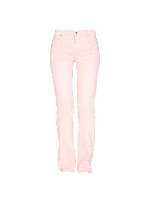 Women's Embroidered Flower Detail Straight Jeans Pink - ETRO - BALAAN 1