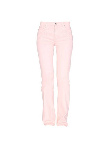 Women's Embroidered Flower Detail Straight Jeans Pink - ETRO - BALAAN 1