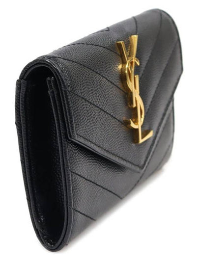 414404 Black Matelasse Monogram Gold Plated Small Envelope Bicycle Wallet - SAINT LAURENT - BALAAN 2