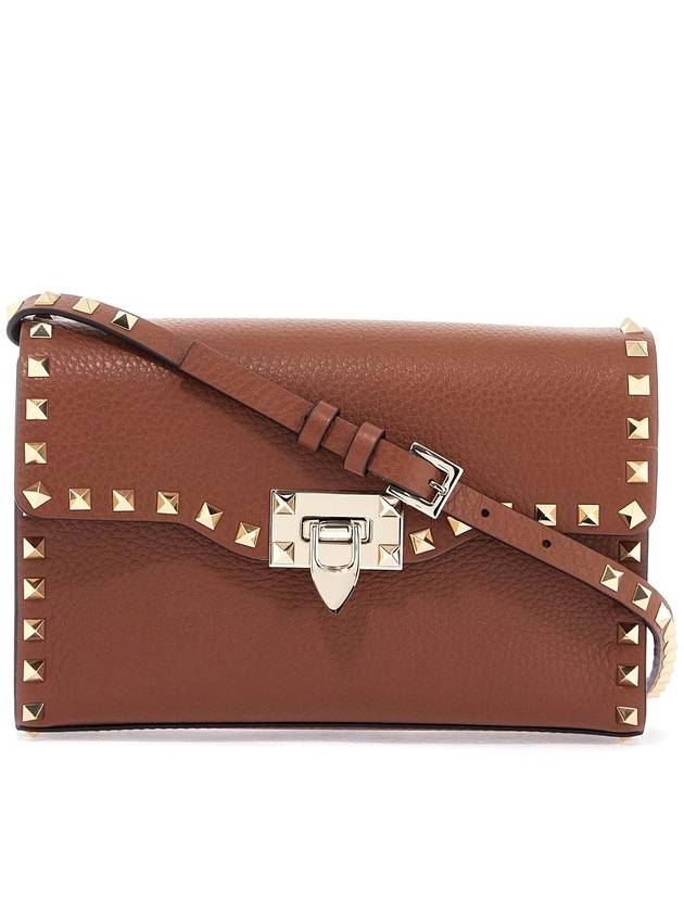 small brown leather shoulder bag with studs - VALENTINO - BALAAN 1