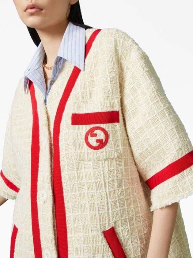 Embroidered Cotton Jacket Ivory Red - GUCCI - BALAAN 3