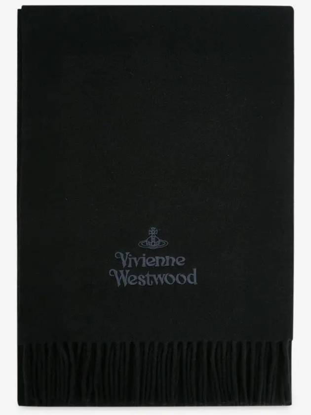 Logo Wool Fringe Muffler Anthracite Black - VIVIENNE WESTWOOD - BALAAN 3