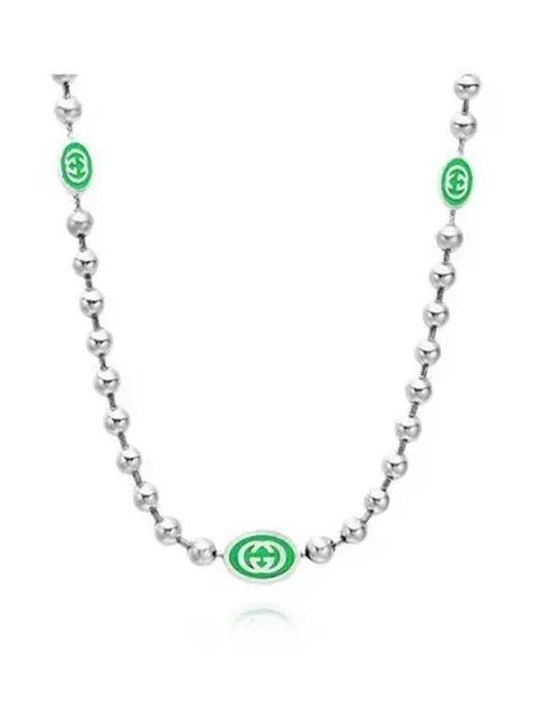 Interlocking G Enamel Tag Ball Chain Necklace Silver - GUCCI - BALAAN 2