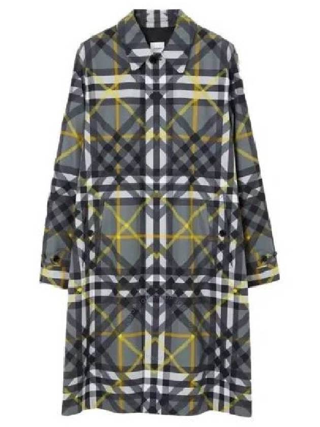 Burberry Men's Keats Cotton Gabardine Layered Check Car Coat in Storm Grey, Brand Size 52 (US Size 42) - BURBERRY - BALAAN 1