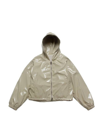 Reversible Glossy Zip Up Hoodie Beige - DON’T ASK MY PLAN - BALAAN 1