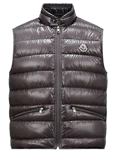 1A10700 53029 946 GUI logo patch padded vest dark gray men s jacket TEO - MONCLER - BALAAN 1