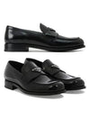 Men's Triangle Logo Leather Loafers Black - PRADA - BALAAN 2