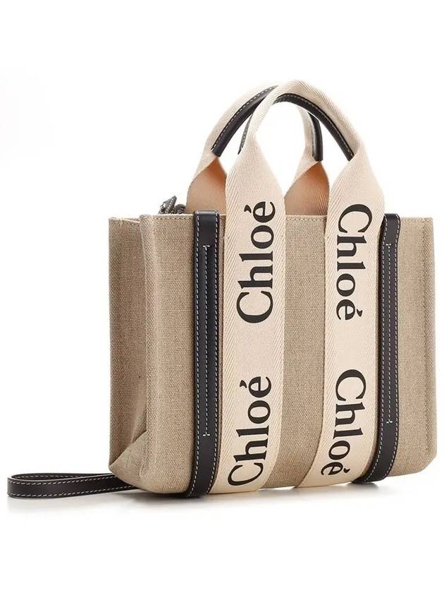 Woody Small Canvas Tote Bag Navy Beige - CHLOE - BALAAN 4