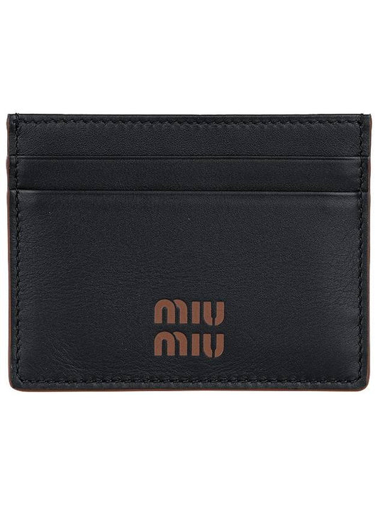 Leather Card Wallet Black - MIU MIU - BALAAN 2