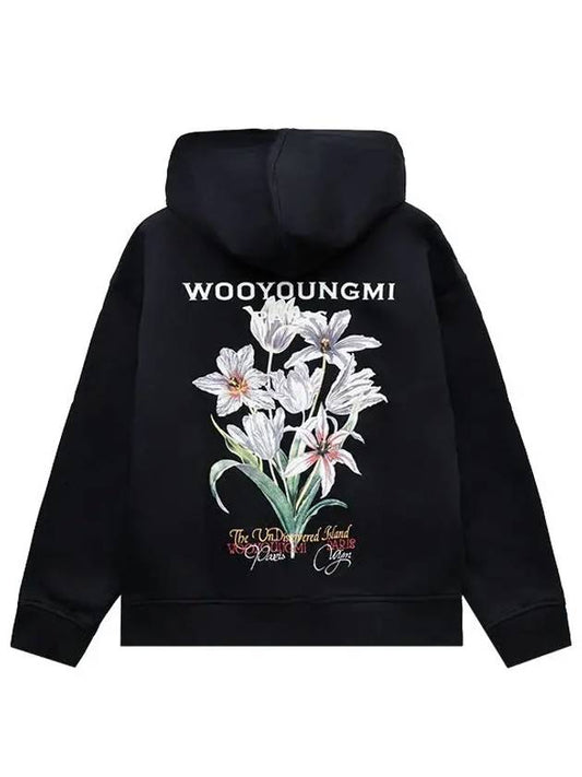 Men's Flower Back Logo Cotton Hoodie Black - WOOYOUNGMI - BALAAN 2