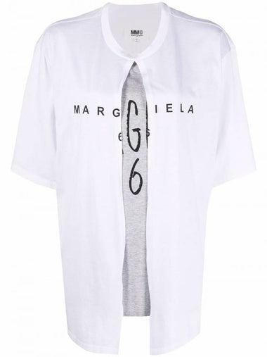 Double Logo Cotton Short Sleeve T-Shirt White - MAISON MARGIELA - BALAAN 1