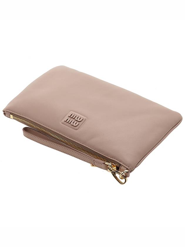 Logo Strap Leather Clutch Bag Pink - MIU MIU - BALAAN 5