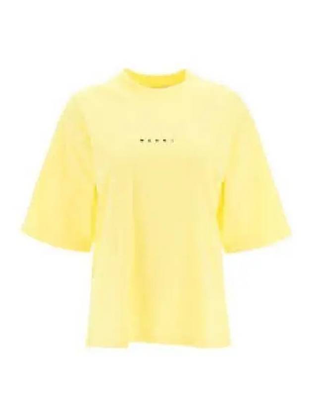 Logo Cotton Short Sleeve T-Shirt Yellow - MARNI - BALAAN 2