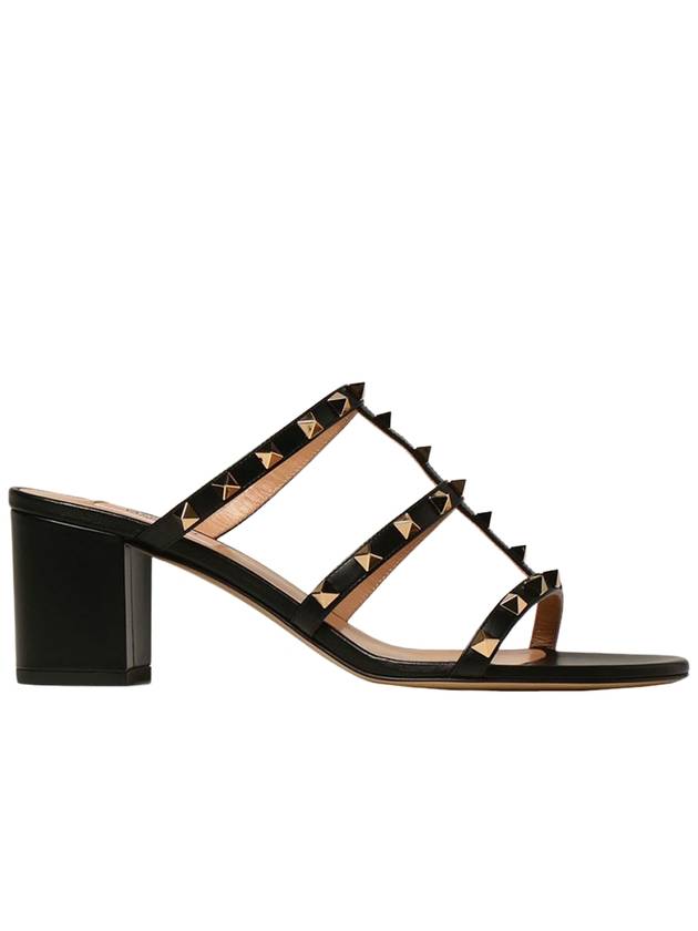 Rock Stud Leather Sandal Heels Black - VALENTINO - BALAAN 2