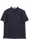 V Logo Long Sleeve Polo Shirt Navy - VALENTINO - BALAAN 4