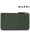 Saffiano Two-Tone Zipper Card Wallet Gazebo Brick Pompeii - MARNI - BALAAN 4