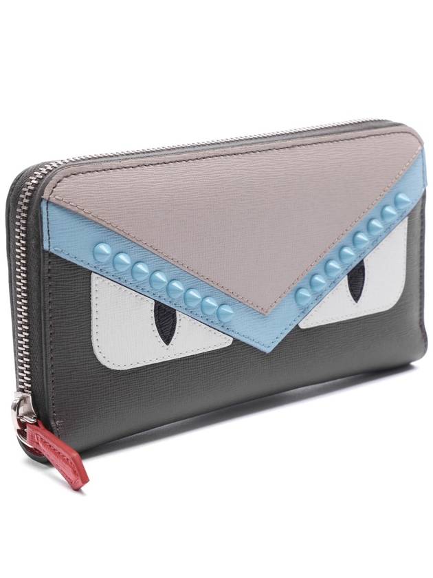 Monster Zip Round Long Wallet Grey - FENDI - BALAAN 4