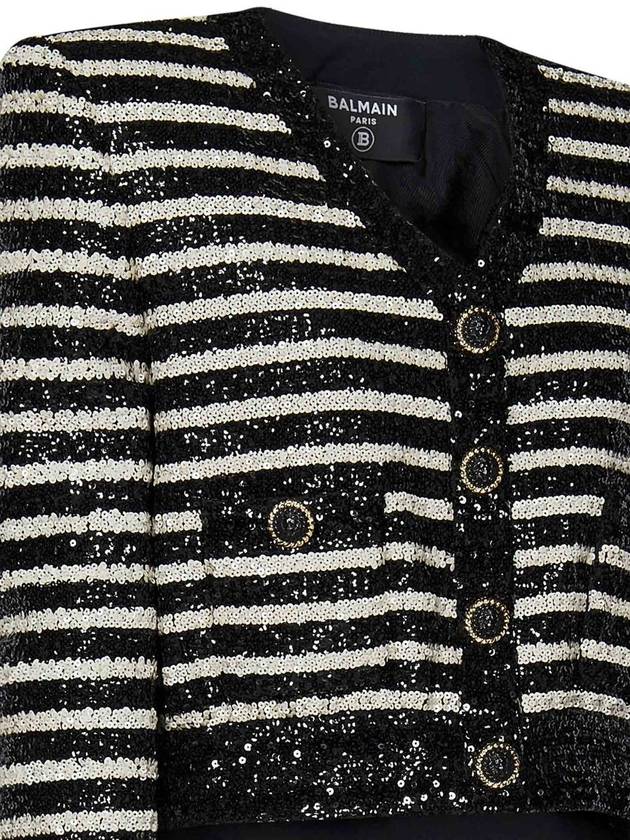 striped sequin jacket black - BALMAIN - BALAAN 4