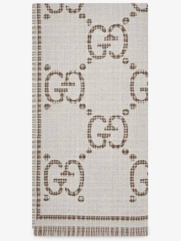 Houndstooth GG Jacquard Wool Muffler Ivory - GUCCI - BALAAN 3