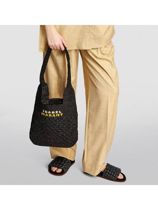 Praia Raffia Small Tote Bag Black - ISABEL MARANT - BALAAN 4