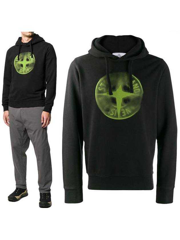 Faded Compass Logo Hoodie Black - STONE ISLAND - BALAAN.