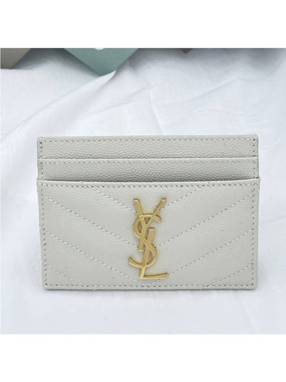 Gold Hardware Matelasse Caviar Leather Card Wallet Blanc Vintage - SAINT LAURENT - BALAAN 2